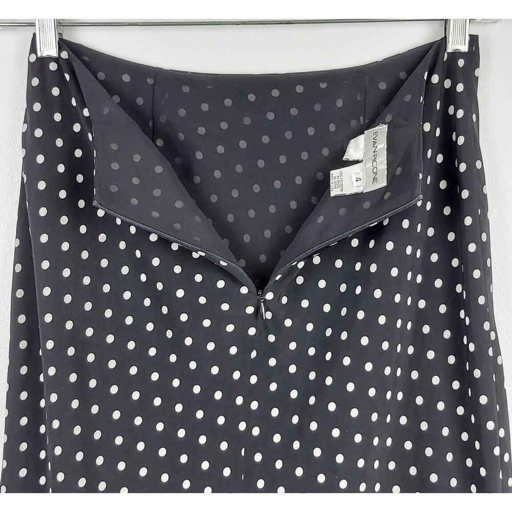 Evan Picón Women's Size 4 Ruffle Knee Length Pencil Skirt Black White Polka Dots - Picture 3 of 10